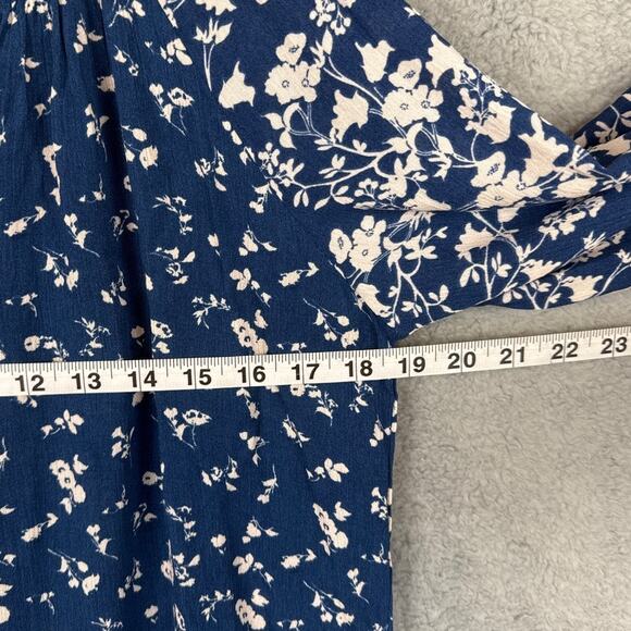 Mason & Belle Stitch Fix Blue Floral Pullover Rayon Blouse Tassels Size S NWT - Picture 4 of 10